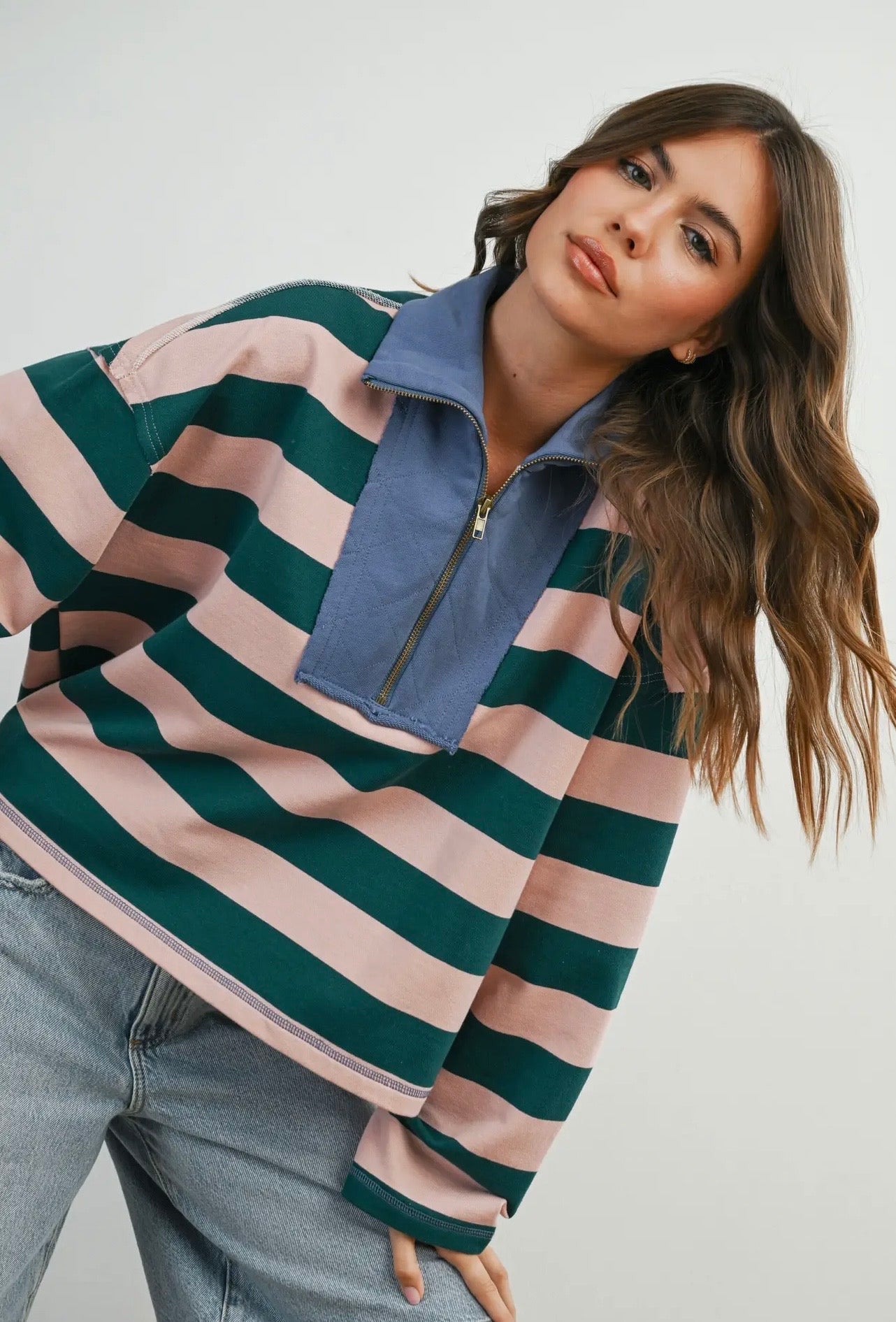 Petal Stripe Zip