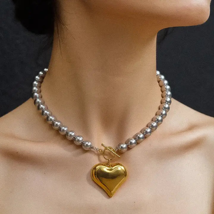 Two-Tone Heart Necklace