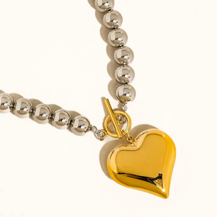 Two-Tone Heart Necklace