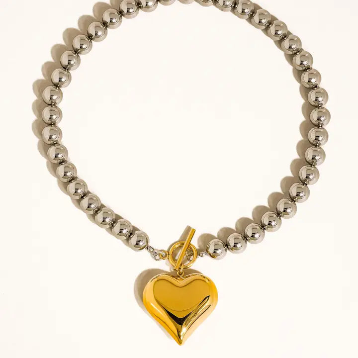 Two-Tone Heart Necklace